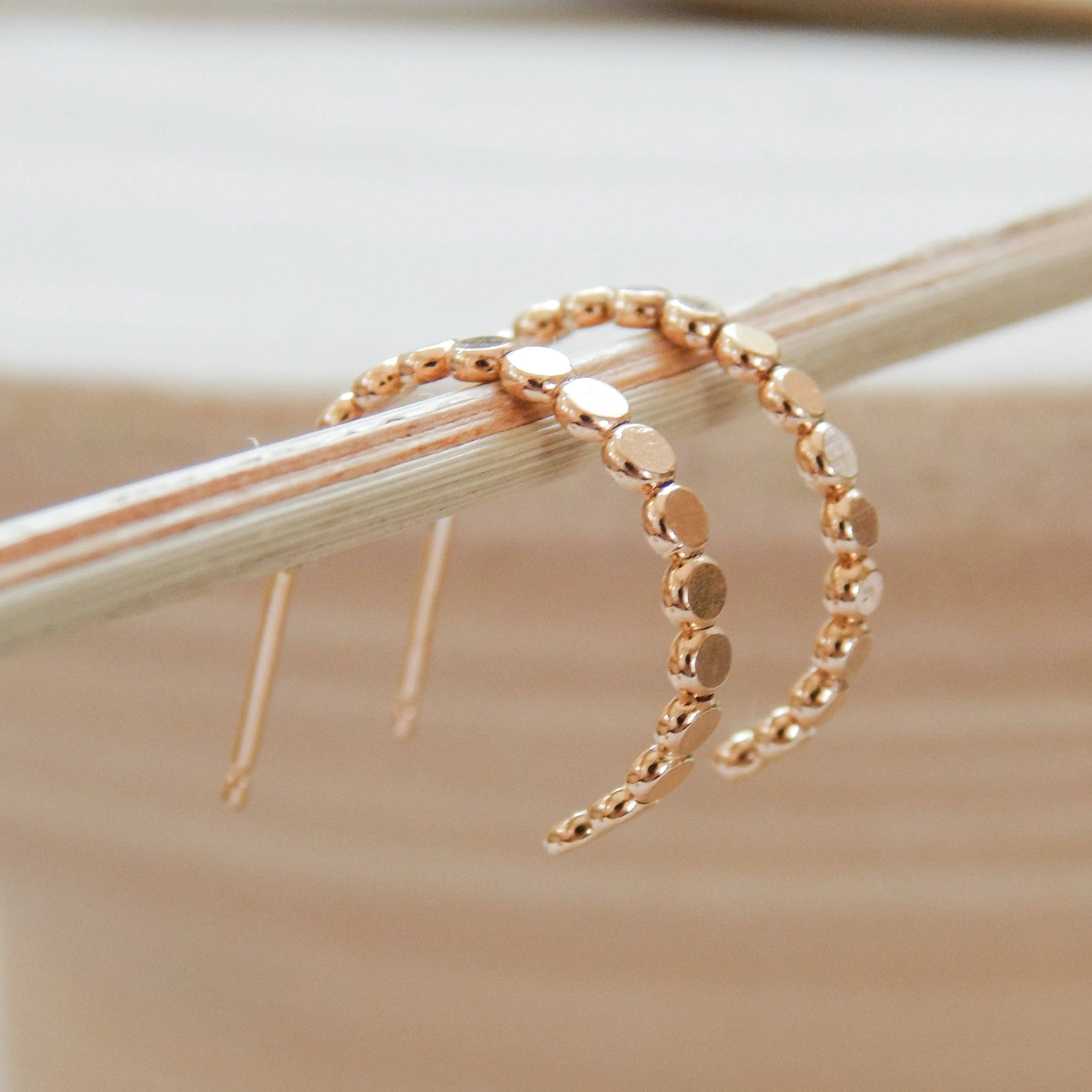 Barberry & Lace Handmade Jewelry - Wholesale Hoop Earrings - Pebble Hoop Stud Earrings | 14k Gold Fill & Sterling Silver