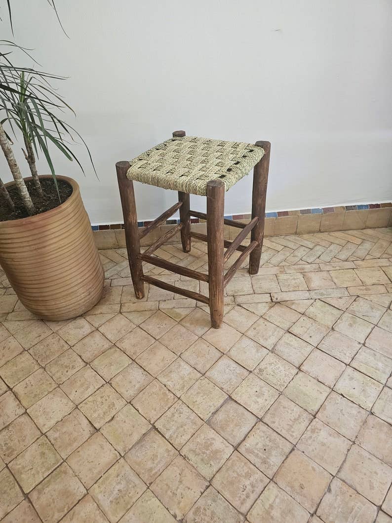 HandmadeBestSeller – wholesale Stool – Small Moroccan Stool with Rope Weave