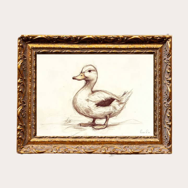 Esquisse de Caneton | Art Encadré Inspiré de Laiton pour la vente par Luxe B Co Canada