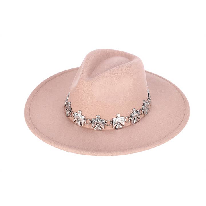 Ladies Fedora Fashion Hat with Metal Eagles Decor for wholesale by Nima Accessories Inc