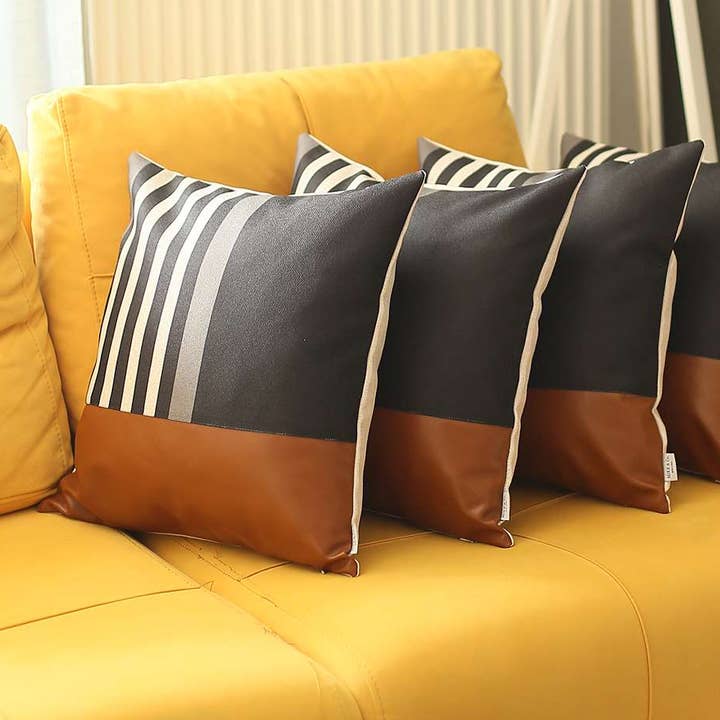 Capas de travesseiro decorativas de couro sintético vegano Boho-Chic 4 unidades por atacado de MIKE & Co. NEW YORK