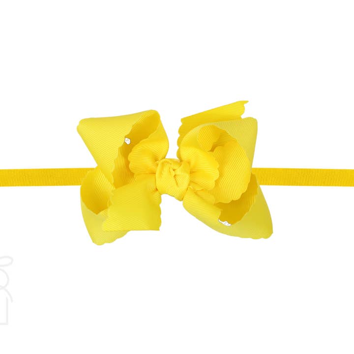 Beyond Creations, LLC - Wholesale Fashion Headband - Kids - 1/4" NYLON PANTYHOSE HEADBAND W/ SCALLOPED EDGE BOW