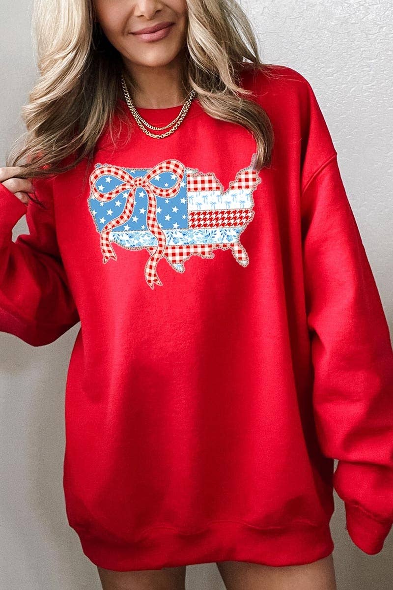Pink Irene Wholesale - Wholesale Shirt - Women's - USA Map Patchwork Graphic Sweatshirt9