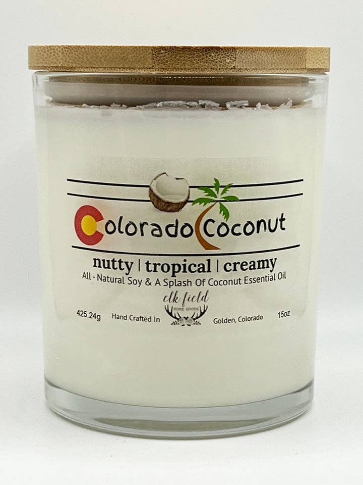 Colorado Coconut Soy Candle for wholesale by Elk Field Home Goods