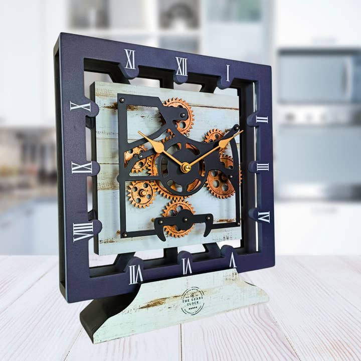 HORLOGE DE BUREAU CARRÉE (MUR HYBRIDE) CANADA LINE 10 POUCES BEIGE DÉSERT pour la vente par The Gears Clock