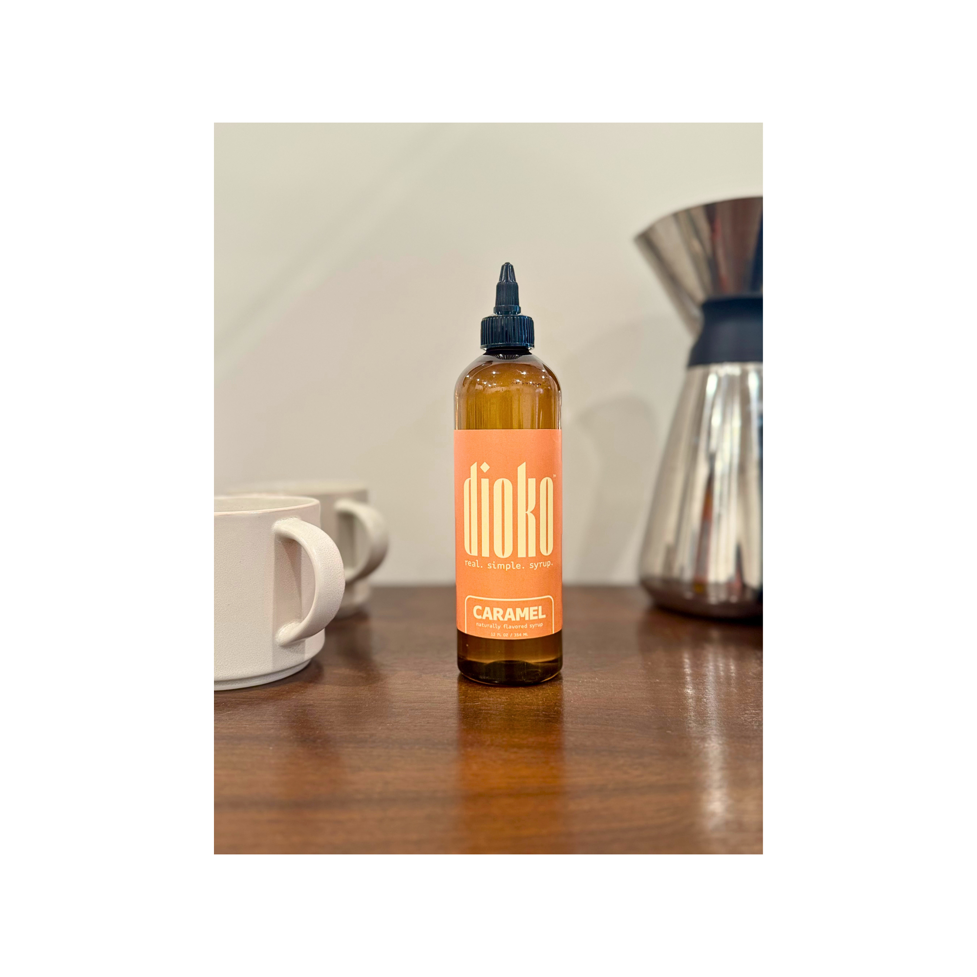 Dioko Flavors LLC - Wholesale Flavored Syrup - Dioko Premium Simple Syrup, 12 fl. oz Caramel 2