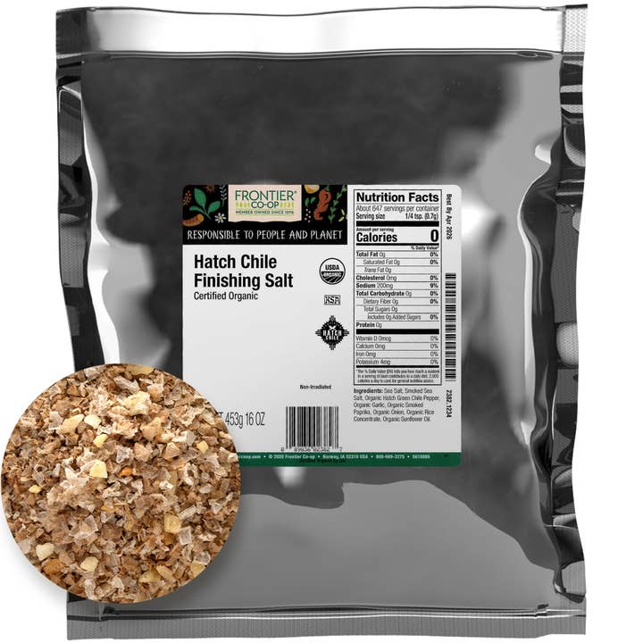 Frontier Co-op - Wholesale Salt - Hatch Chile Finishing Salt, Organic, Kosher, Non ETO, 1lb1