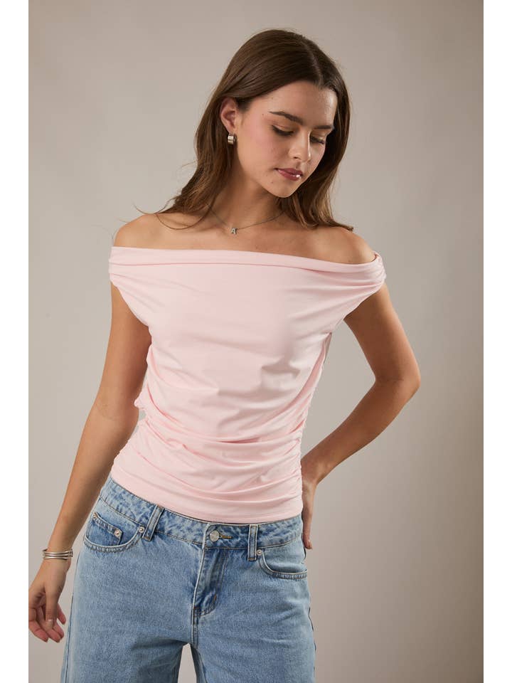 LE LIS - Wholesale Blouse - Women's - OFF THE SHOULDER TOP WITH RUCHING39