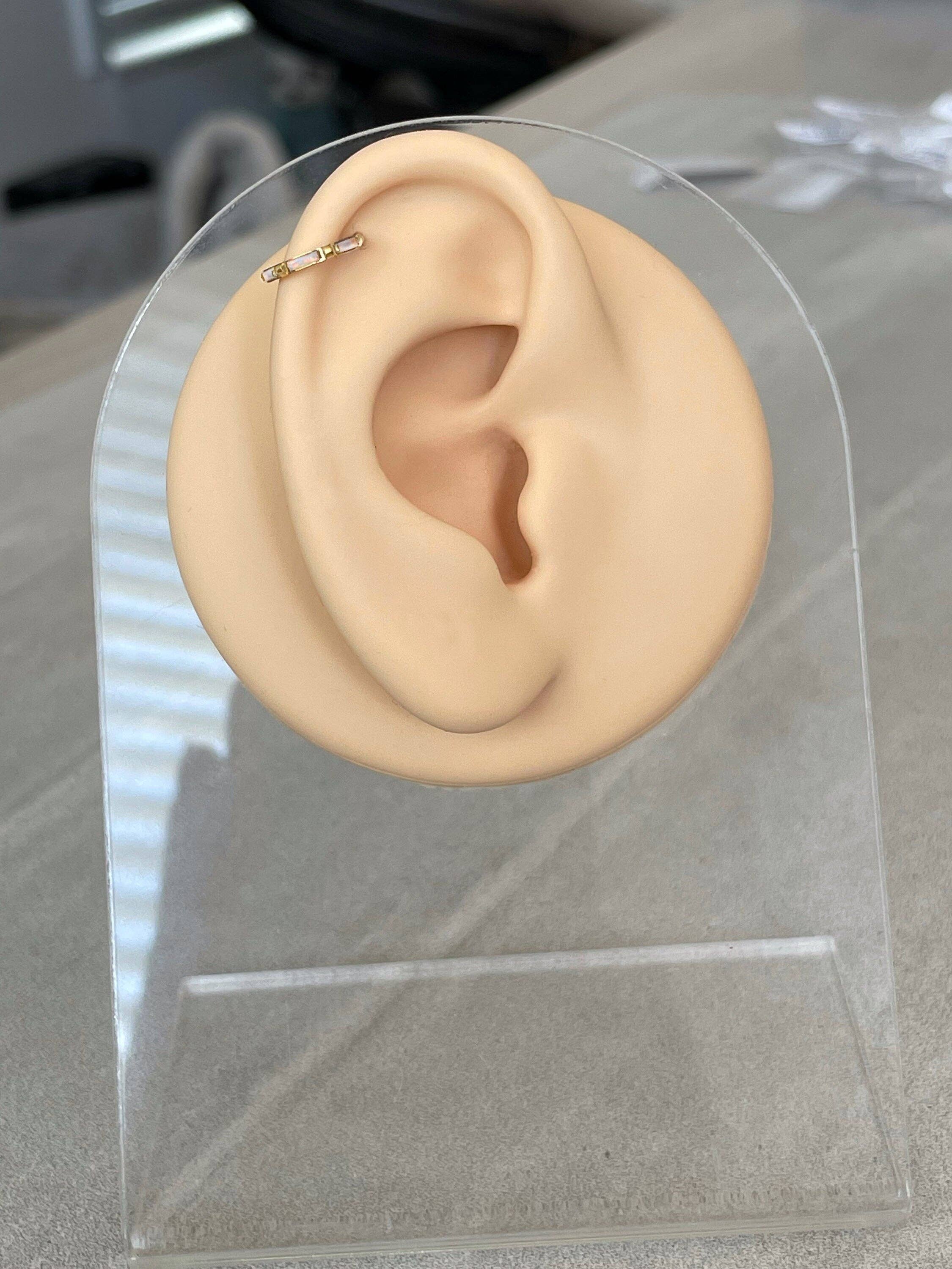 Elara Body Jewelry - Wholesale Single Earring - Gold Opal Conch or Helix Earring (16G | 8mm or 10mm | Titanium | Several Color Options)1