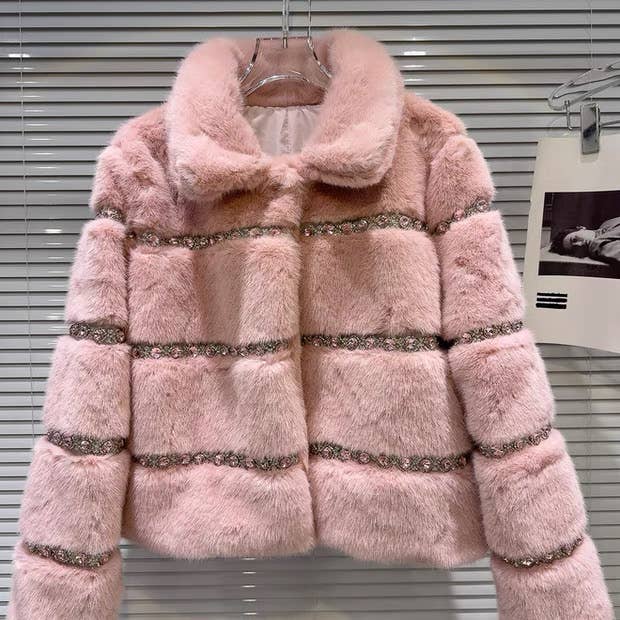 Productseeker - Wholesale Fur/Faux Fur Coat - Women's - CT128 2025 Handcrafted Beaded Sequin Faux Fur Winter Coat14