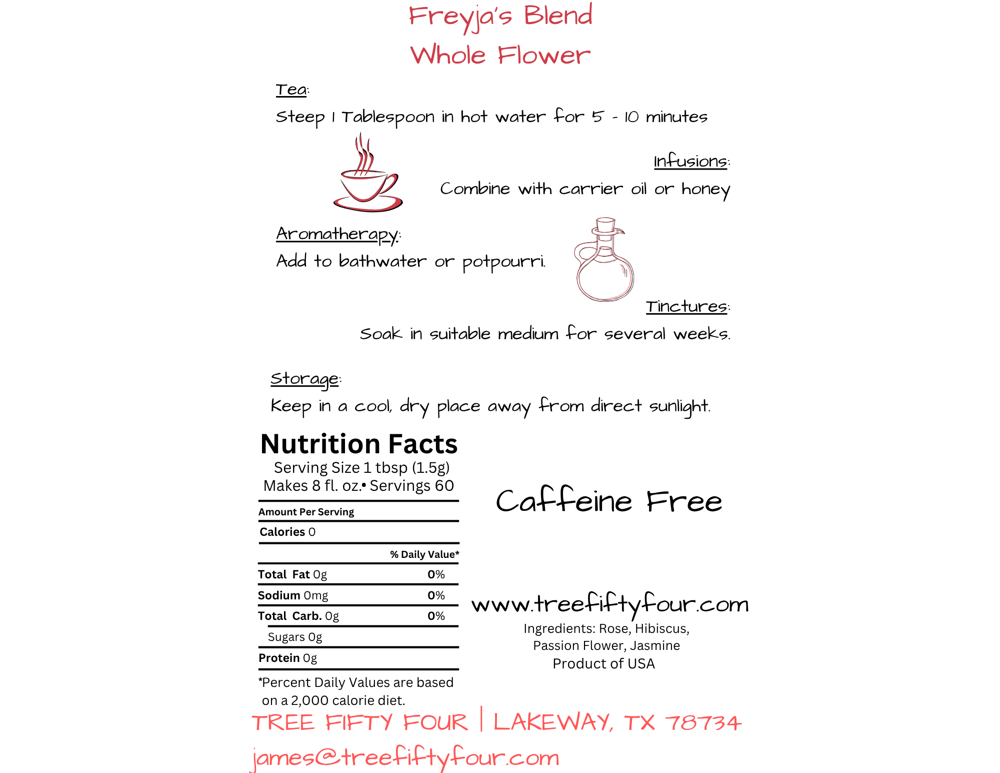 Tree Fifty Four - Wholesale Loose Tea - Freyja's Herbal Tea Blend | 2oz - 1 KG | Bulk Tea2