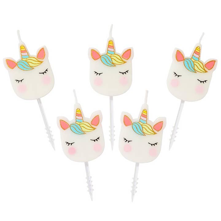 Talking Tables USA - Wholesale Cake Candle - Unicorn Face Cake Candles | 5 Pack | Kids Birthday Party |