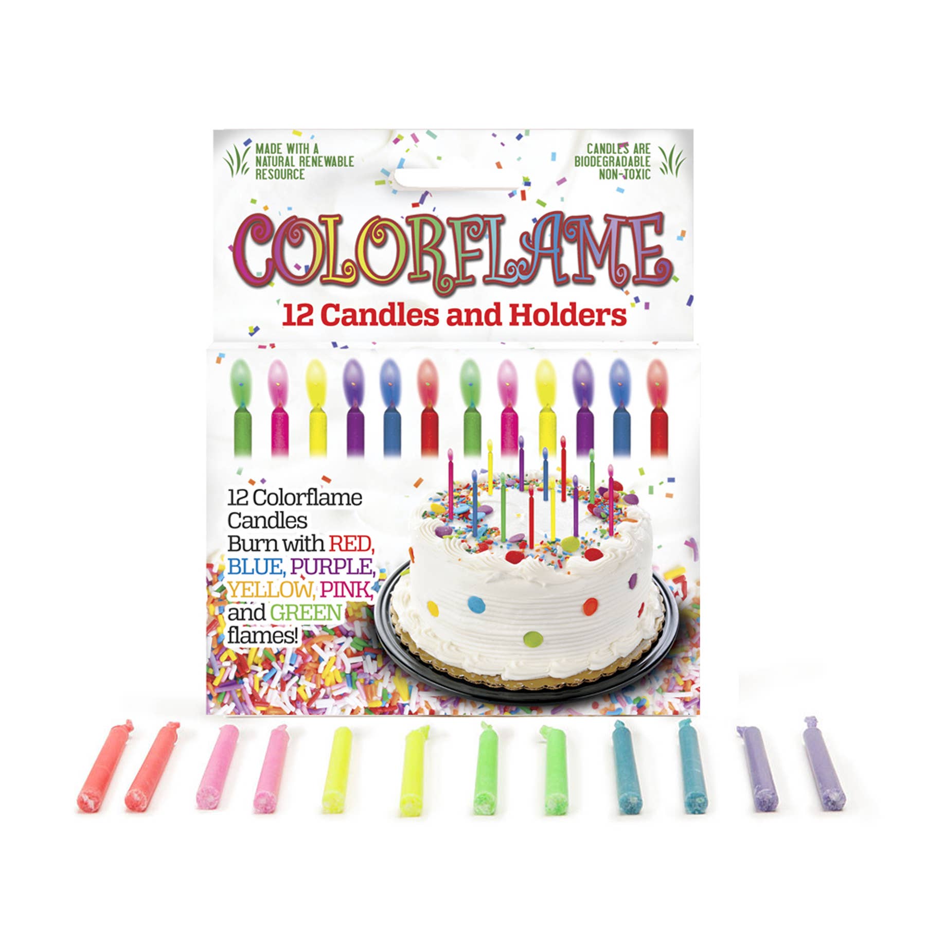 JII - Wholesale Cake Candle - Colorflame Birthday Candles in 26 Piece Counter Display