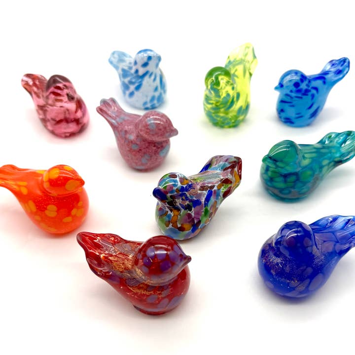 Little Bird of Inspiration Blown Glass Figurine -12Color Opt for wholesale by Alice Sturzinger LLC