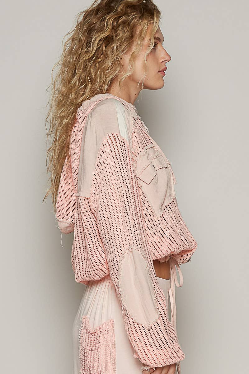 Pol Clothing - Vente Chemise à col boutonné – femme - Vente de chemise à capuche ouverte avec boutons et poches avant.11