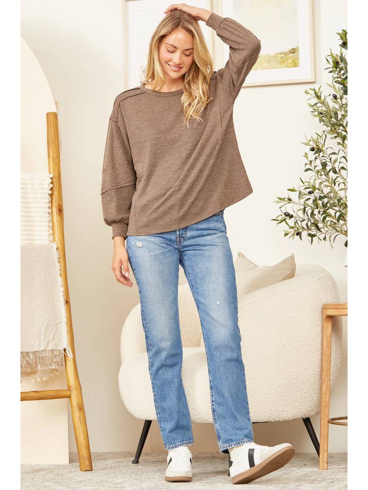 Andrée by Unit - Wholesale Shirt - Women's - Round Neck Hacci Top MHS48