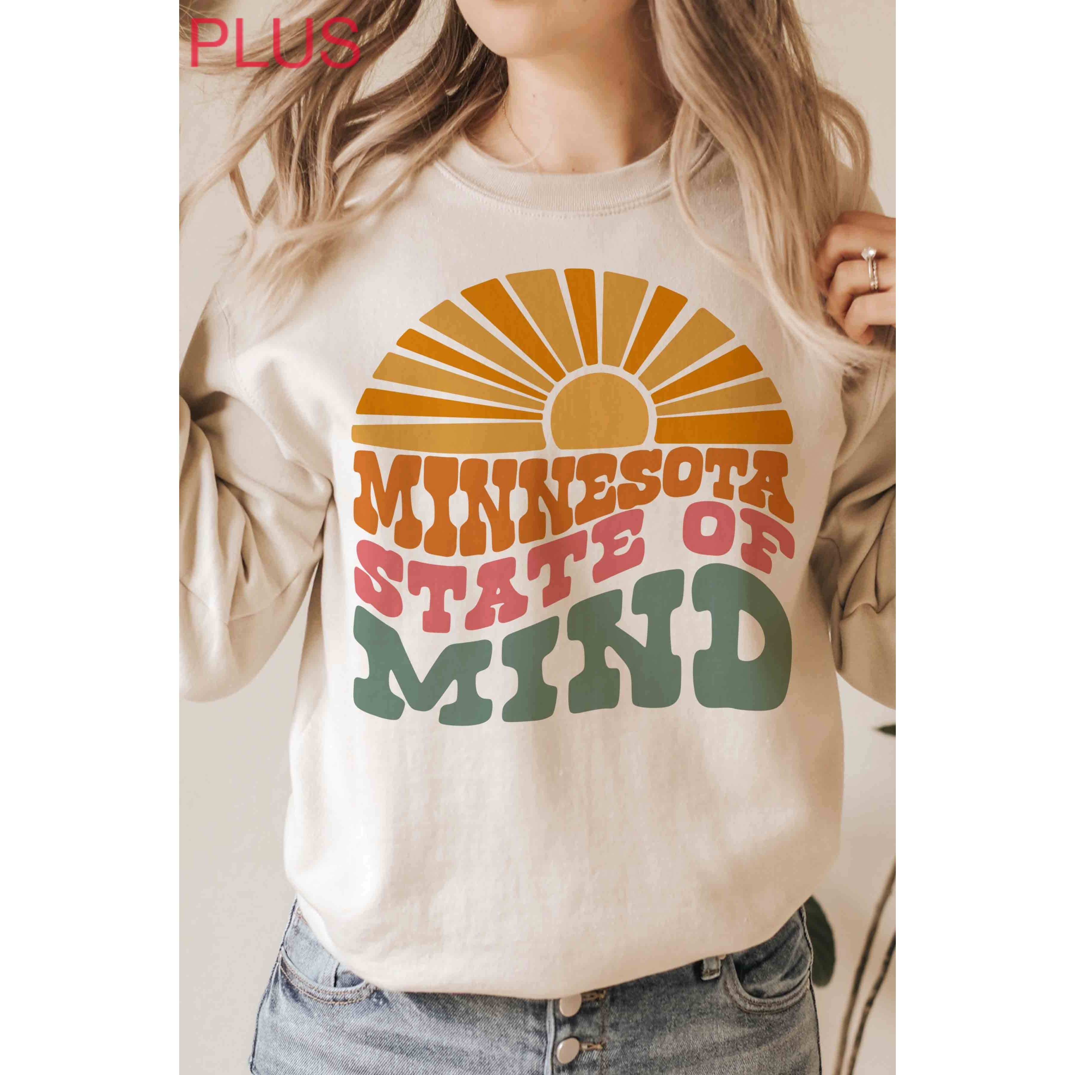 A. BLUSH CO - Venta al por mayor Sudadera estampada - Mujer - Sudadera Gráfica Talla Grande ESTADO MENTAL DE MINNESOTA1