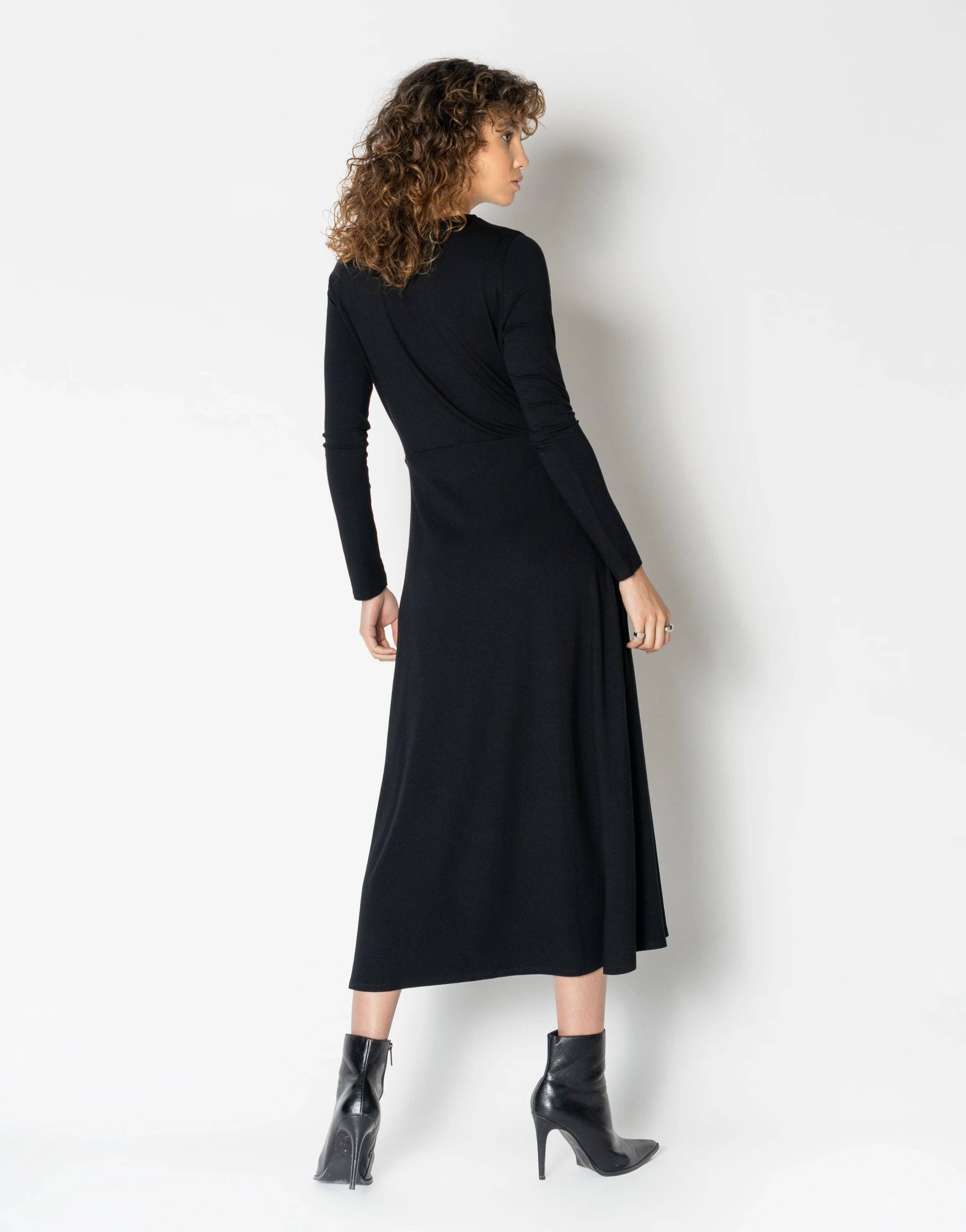 Black Side Slit Draped Dress for wholesale on Faire3