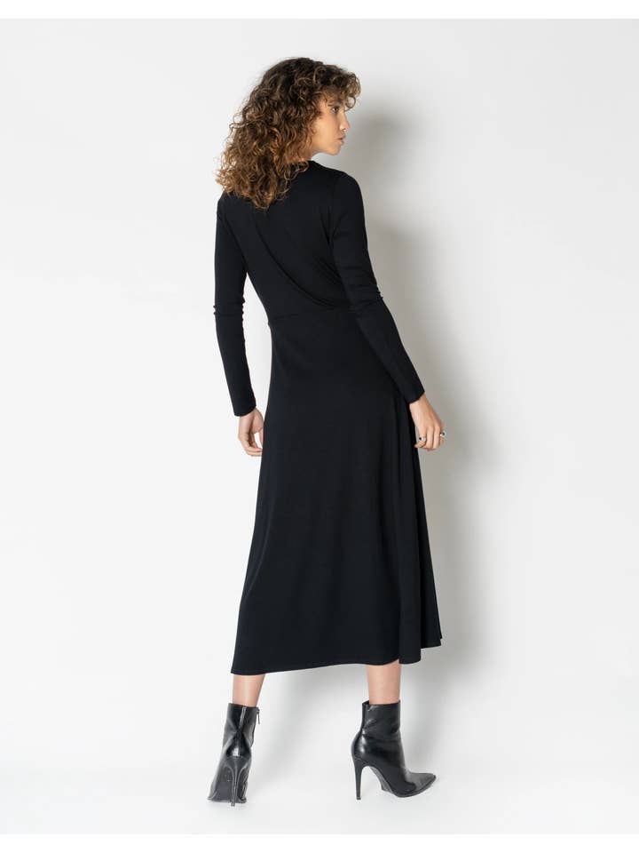 Black Side Slit Draped Dress for wholesale on Faire3