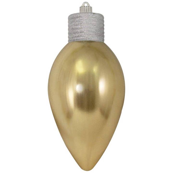 The Gerson Companies - Wholesale Ornament - Krebs 12" Gilded Gold Giant Shatterproof C9 Light Bulb Ornam
