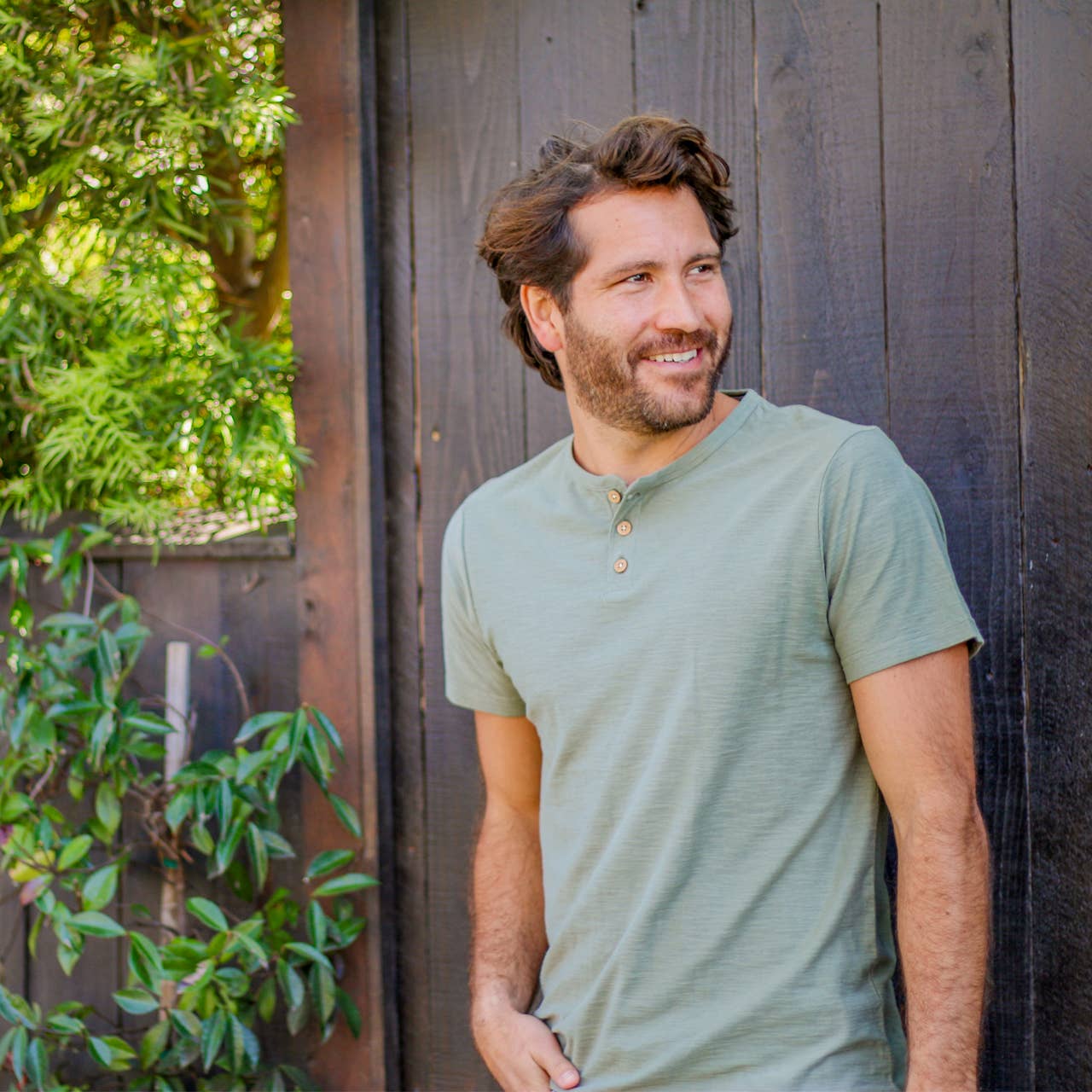 Lt Pine Noel Solid Slub Henley for wholesale on Faire6