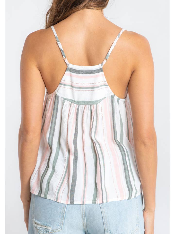 Off White Striped Racerback Button Down Cami for wholesale on Faire