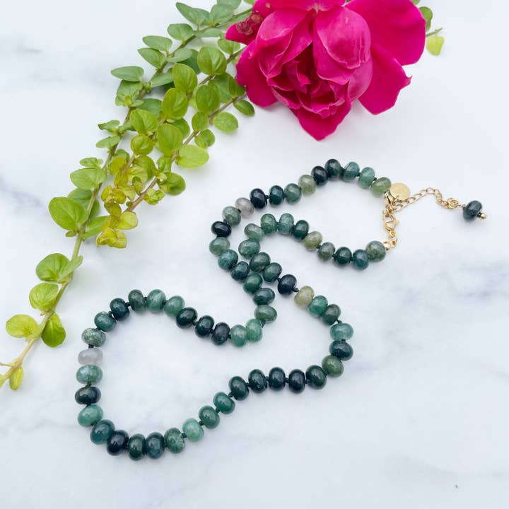 Mosagaat 8 mm handgeknoopte kralenketting voor wholesale door Ewelina Pas Jewelry