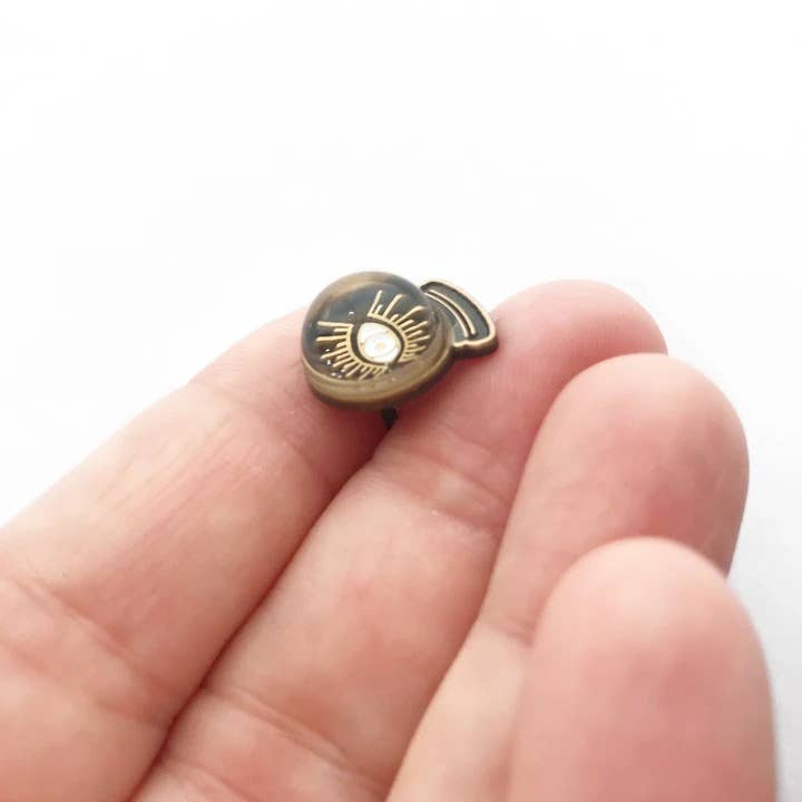 Memento Mori Goods - Wholesale Lapel Pin/Button - Crystal Ball Pin .62"- .38"3