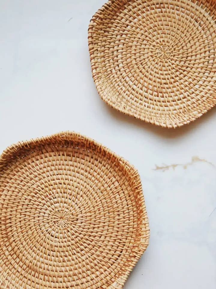 Bandeja tejida de ratán natural para venta al por mayor de Fodory