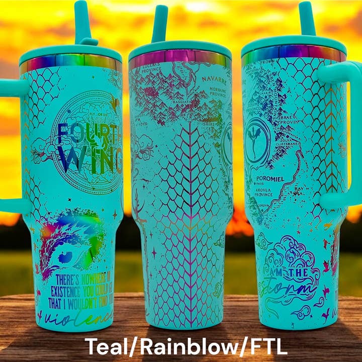 40oz Fourth Wing Laser engraved tumbler - V1 Large Logo for wholesale by Crafty AF Studio
