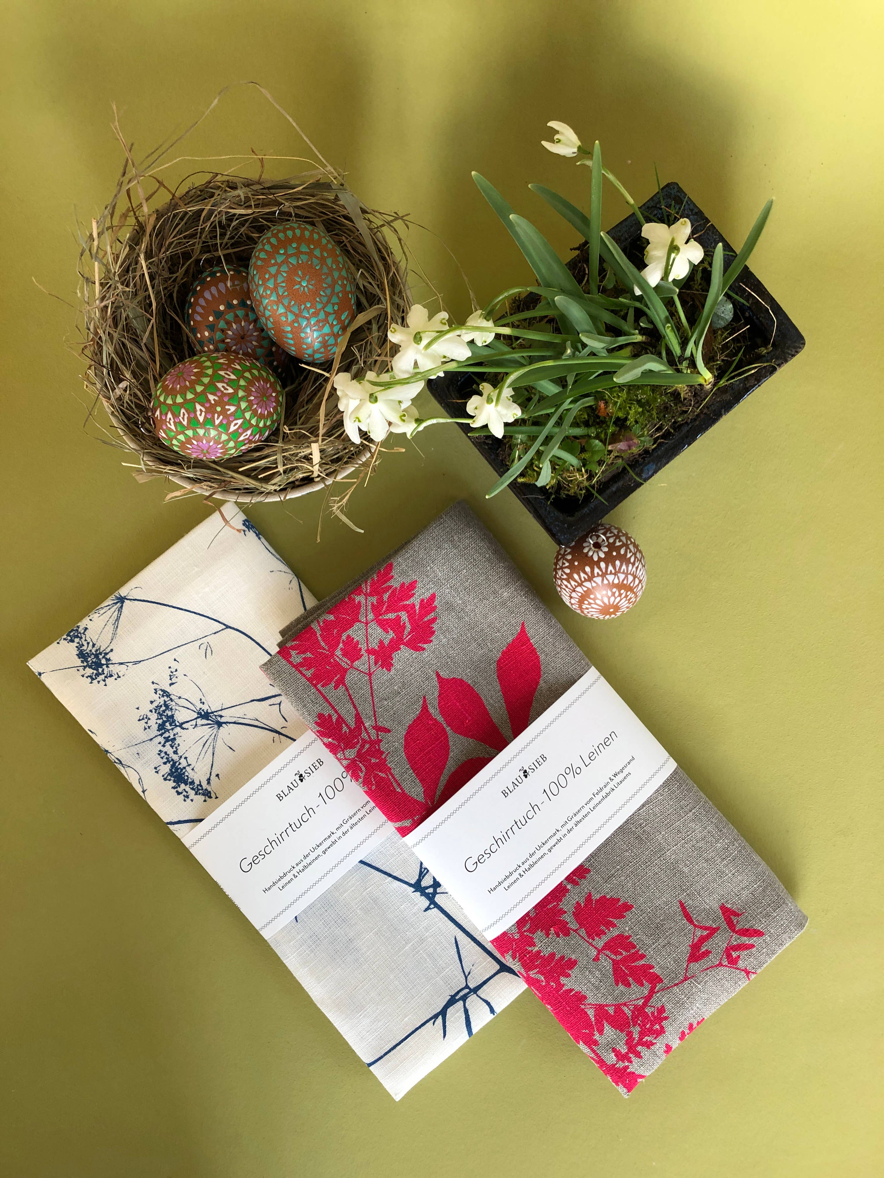 Manufaktur BLAUSIEB - Vente Torchons - Torchon naturel en lin 100 % avec imprimé Midsummer3