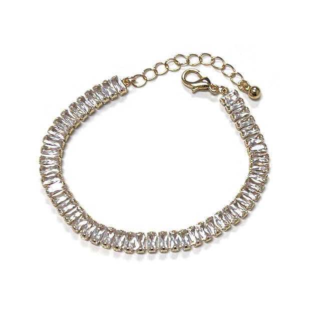 StarryNYC - Venta al por mayor Pulseras de cadenas y eslabones - Pulsera de eslabones con cristales de zirconia cúbica baguette6