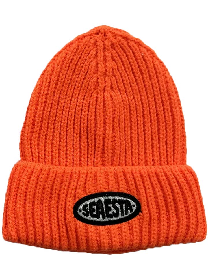 Chunky Knit Patch Beanie / Papaya for wholesale by Seaesta Surf