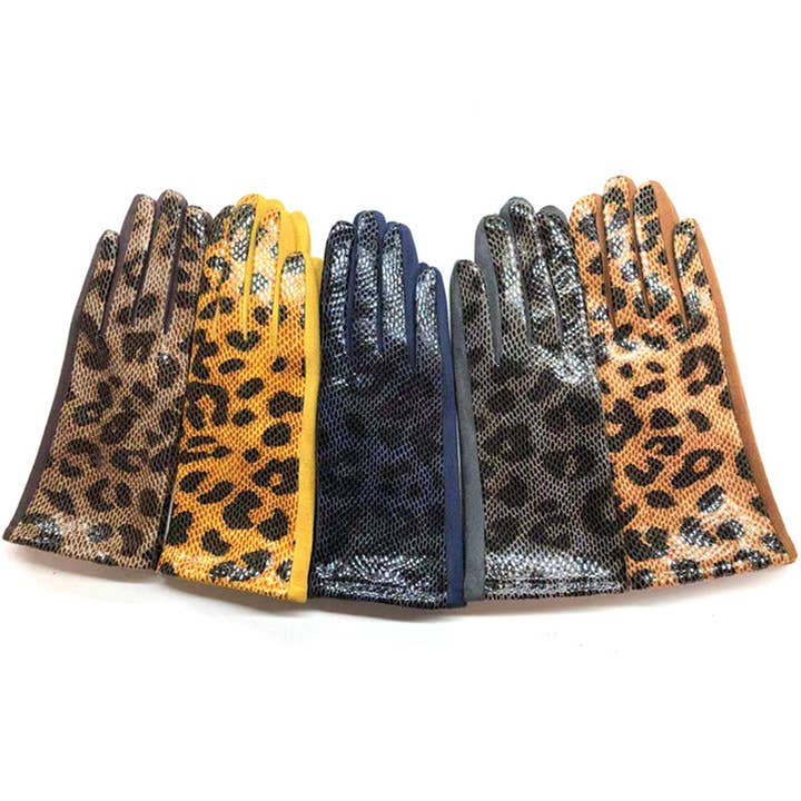 Ole - Wholesale Gloves - Women's - Leopard Printed Suede Gloves