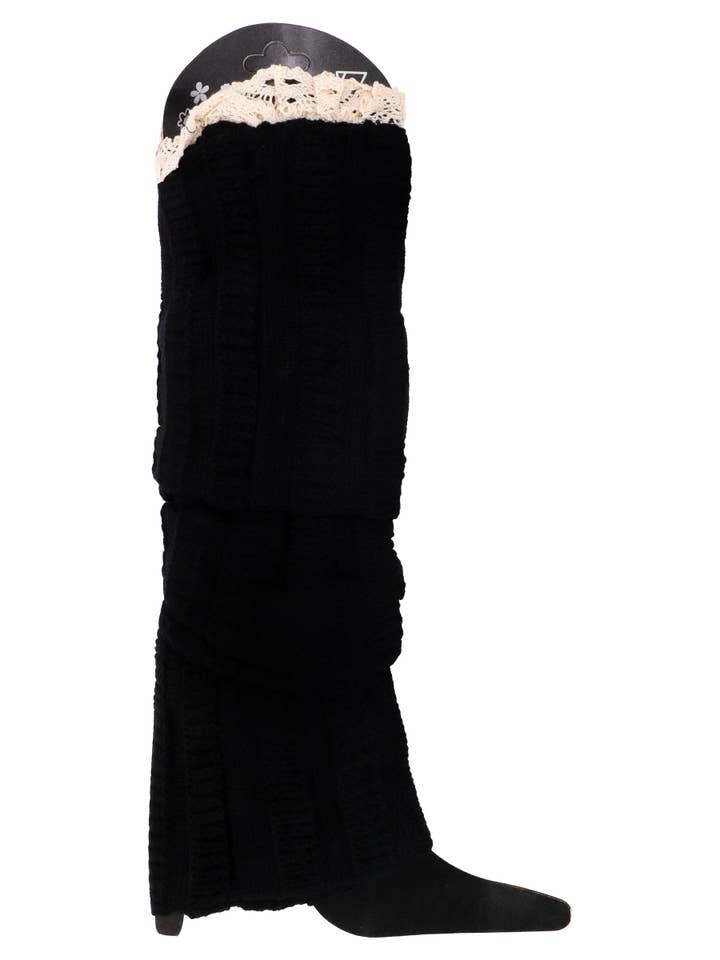 ASSORTED Classic Lace Trim Knitted Knee-high Leg Warmers for wholesale on Faire3