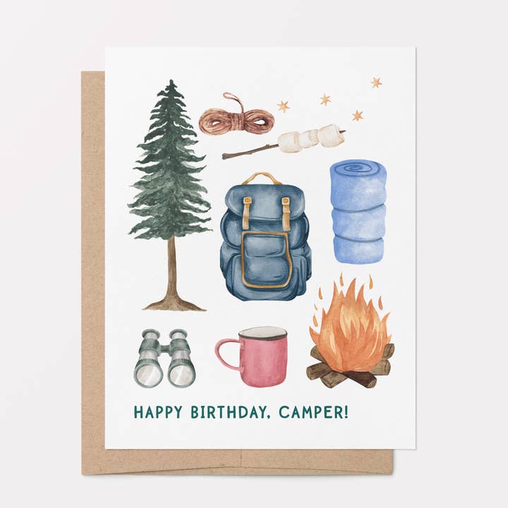 Birthday – Happy Birthday Camper Greeting Card for wholesale by Goodly Press | Modern Cards for Life’s Real Moments