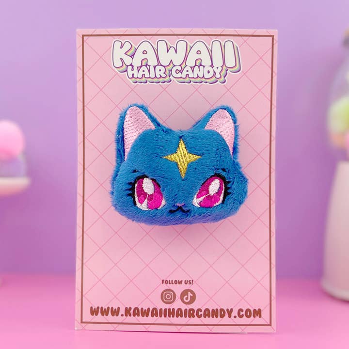 Plüsch-Haarklammer im Anime-Stil „Kawaii Celestial Cat“ für den Großhandel von Kawaii Hair Candy