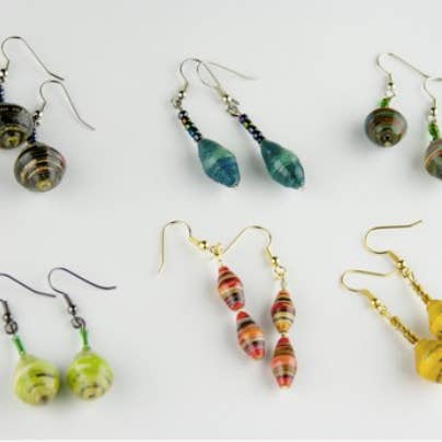 Paper Bead Drop Earring for wholesale by Project Lydia