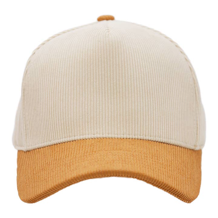 Cap Zone - Wholesale Baseball Cap - Unisex - Premium Corduroy Beige Upper Baseball Cap