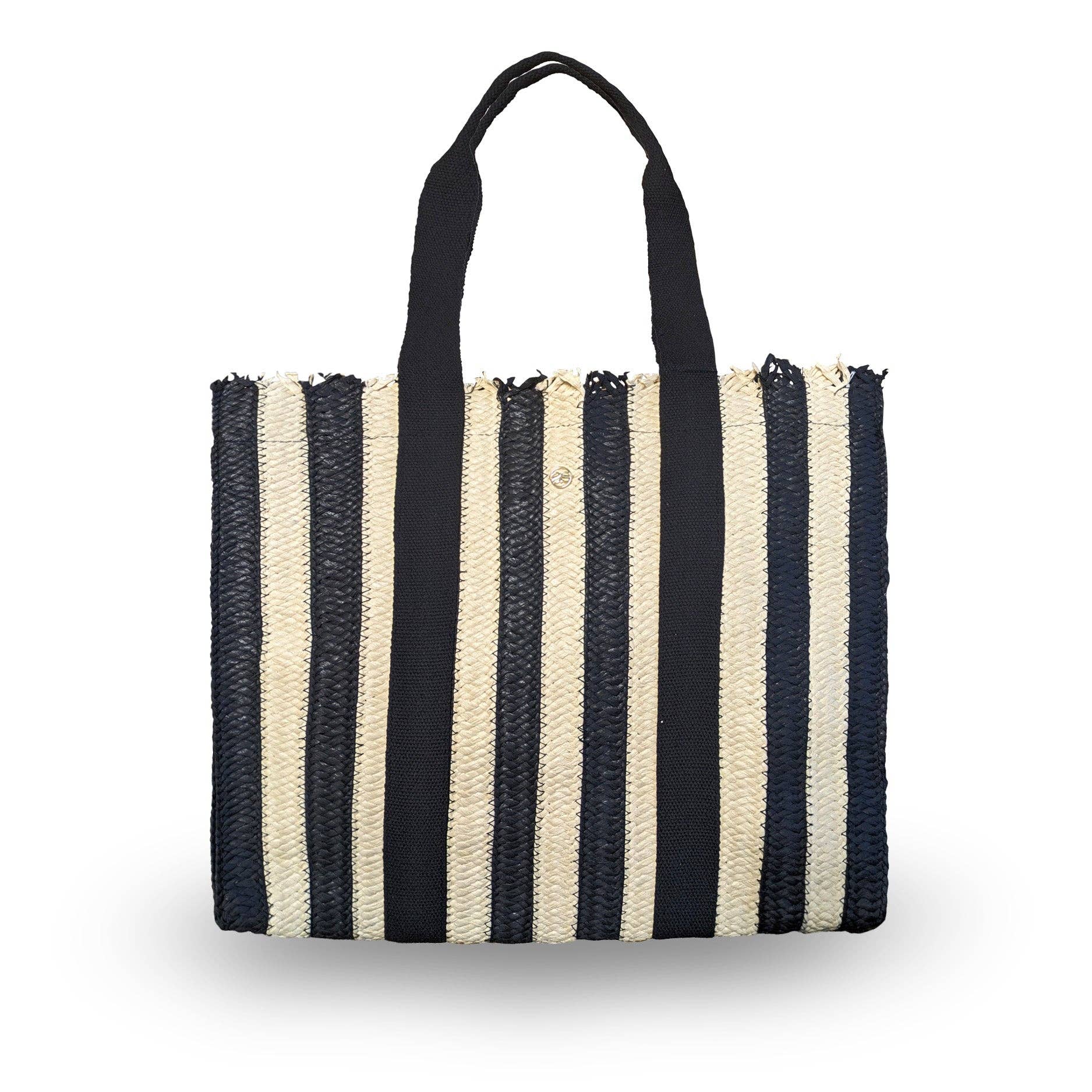 Seaspray Swimwear – wholesale Beach bag – Amy Stripe Bag In Black And Natural0