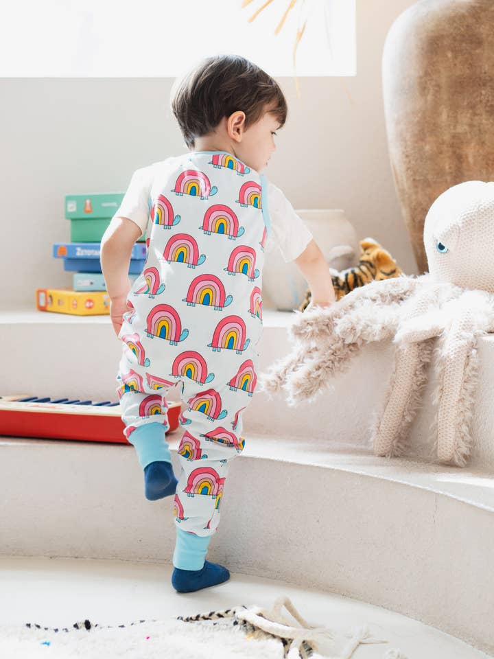 Ameelo - Vente Barboteuse – bébé - Salopette Billie en coton biologique - Tortue arc-en-ciel9
