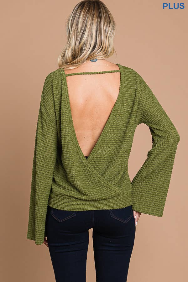 Culture Code - Wholesale Knit Top - Women's - CHT1824LX - SURPLICE BACK DETAIL BELL SLV TOP7