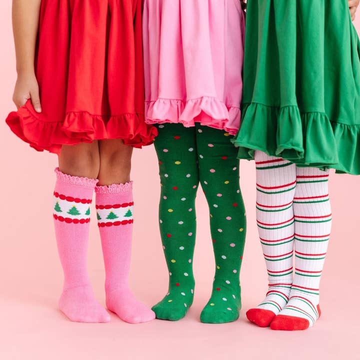 Little Stocking Co. - Wholesale Tights - Kids - Christmas Stripe Ribbed Tights