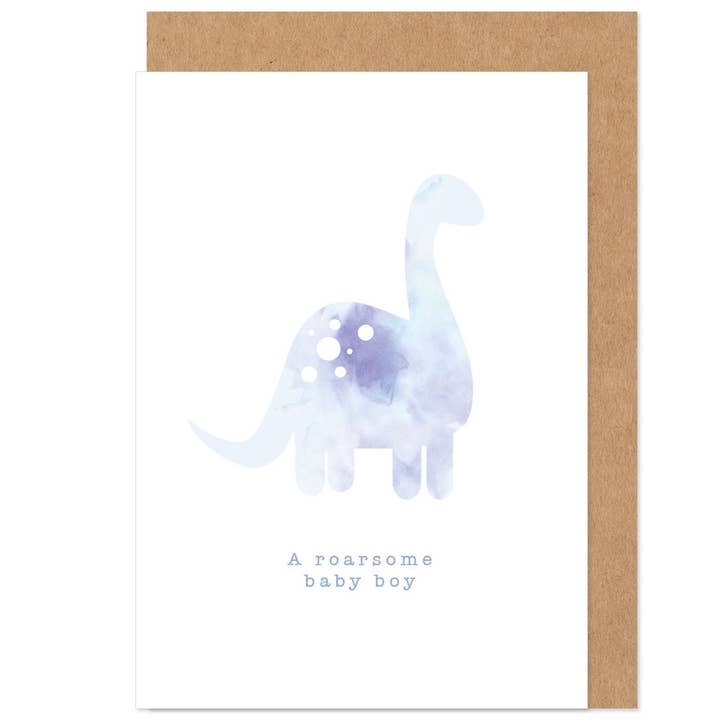 Roarsome Baby Boy Dinosaur Card for wholesale by Bow & Bell
