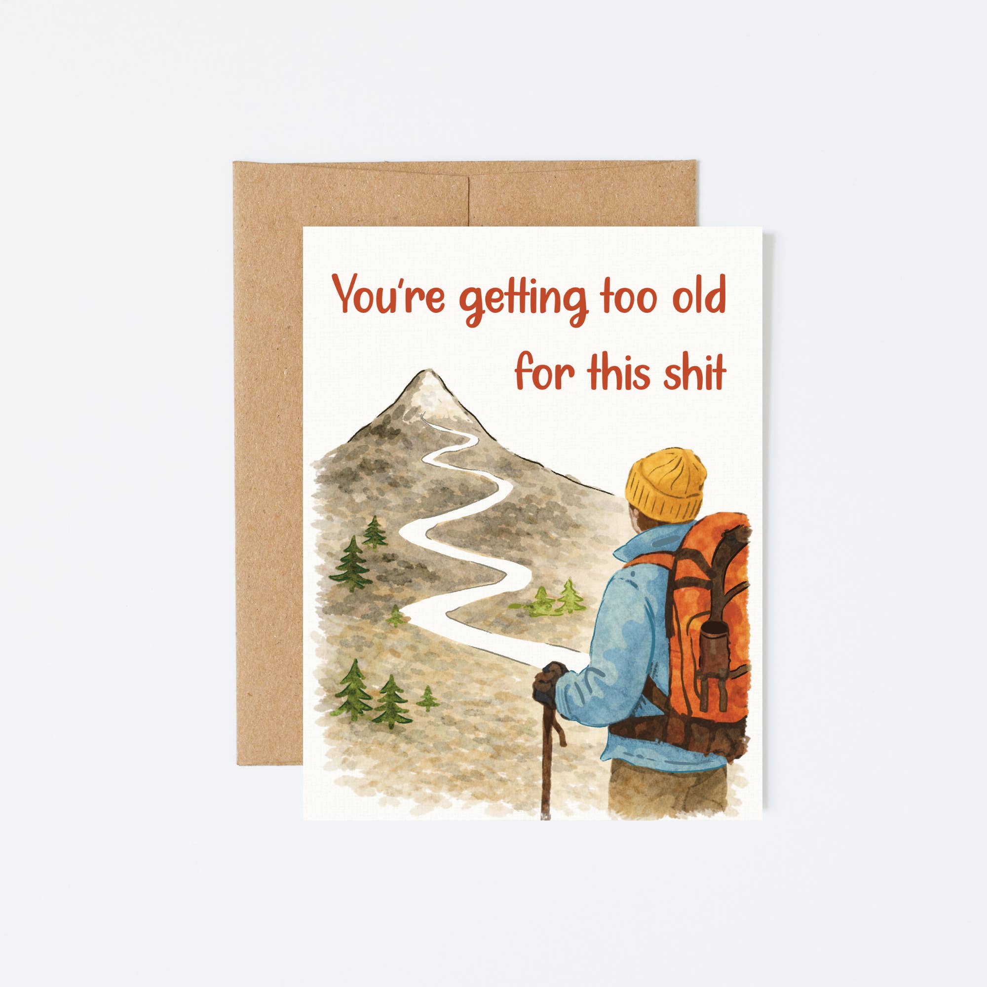 New Summits - Wholesale Birthday Card - Watercolor Hiking Birthday Card | Funny Mountain Aging Gift