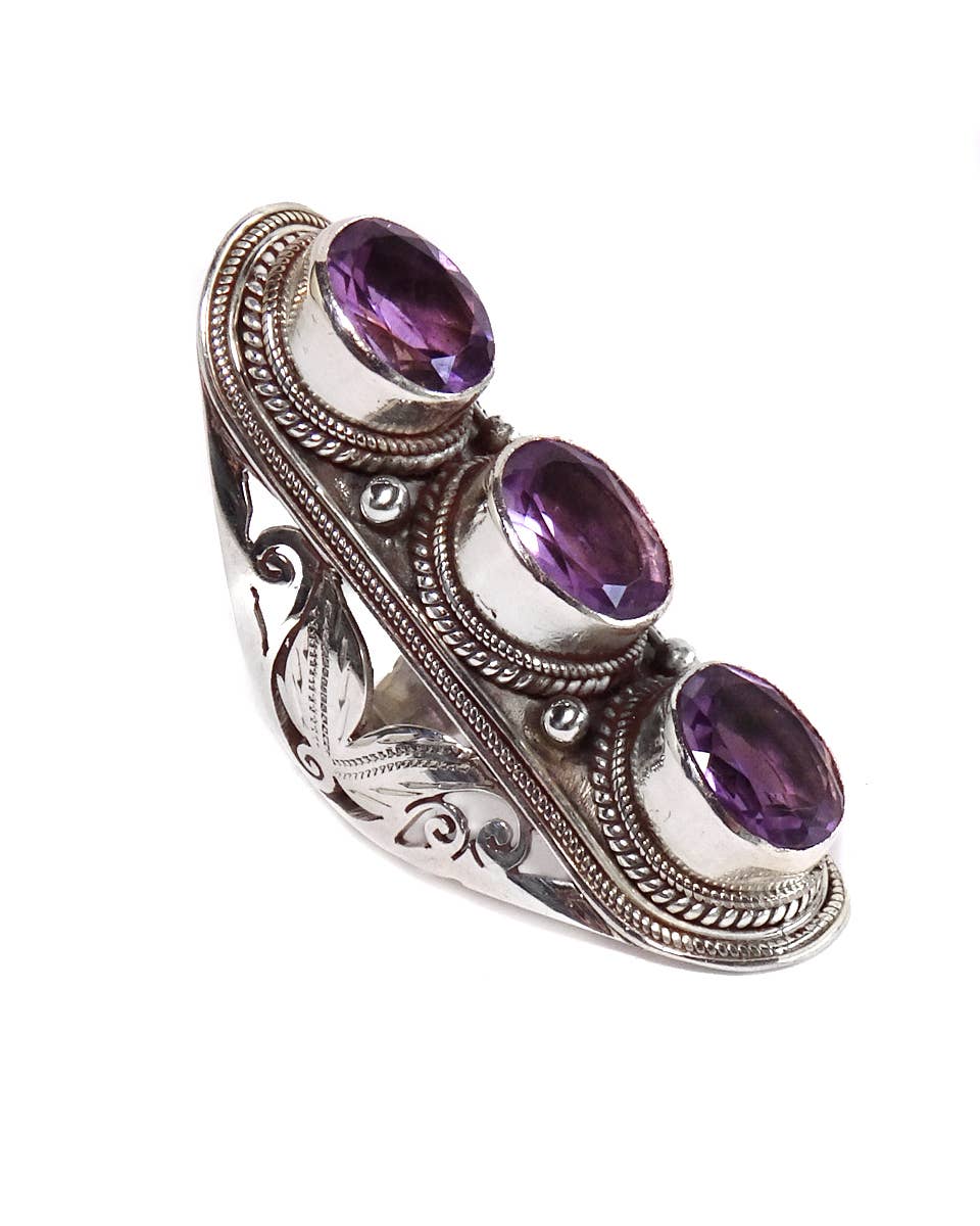 Zig Zag Asian Collection - Venta al por mayor Anillos grandes/de cóctel - Anillo grande de triple piedra Jali14