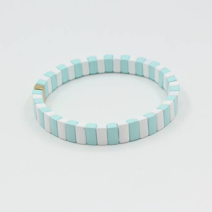 Pulseira Elástica Macaron Bicolor em Esmalte e Liga S5P043 por atacado de alberalkirk
