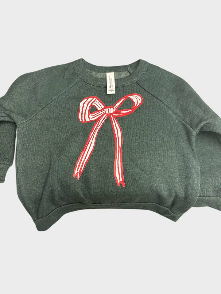 Kids Green Bow Sweatshirt for wholesale by Wild Kard Vintage