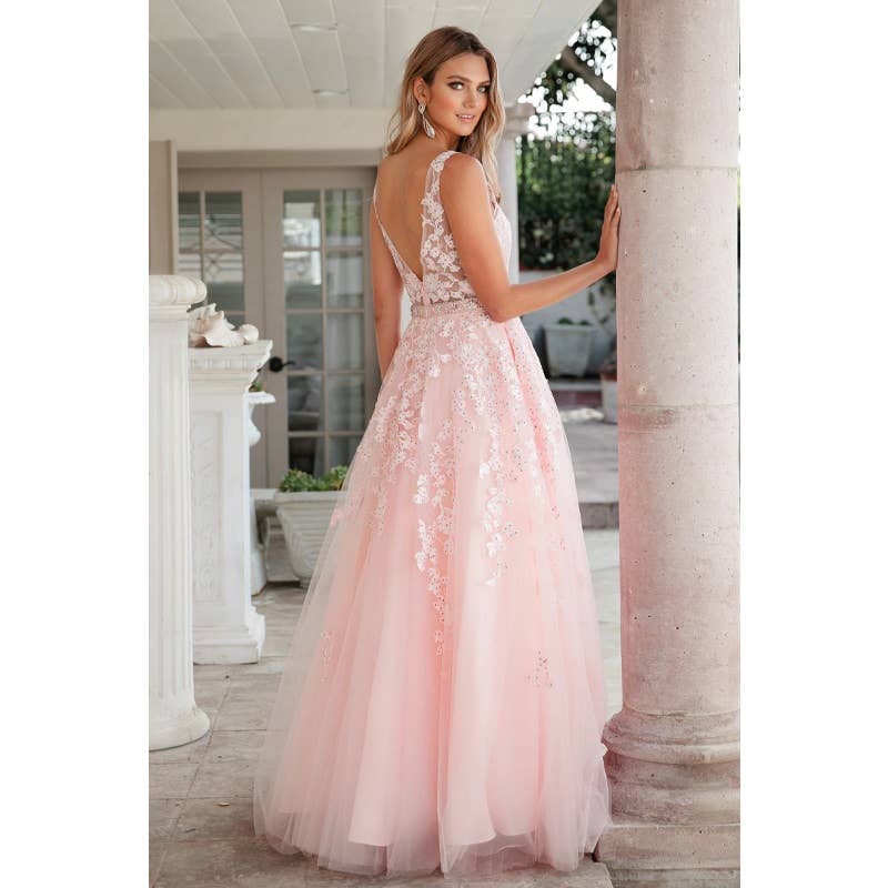 Juliet - Wholesale Gown - Women's - FLORAL APPLIQUES PROM BALLGOWN23