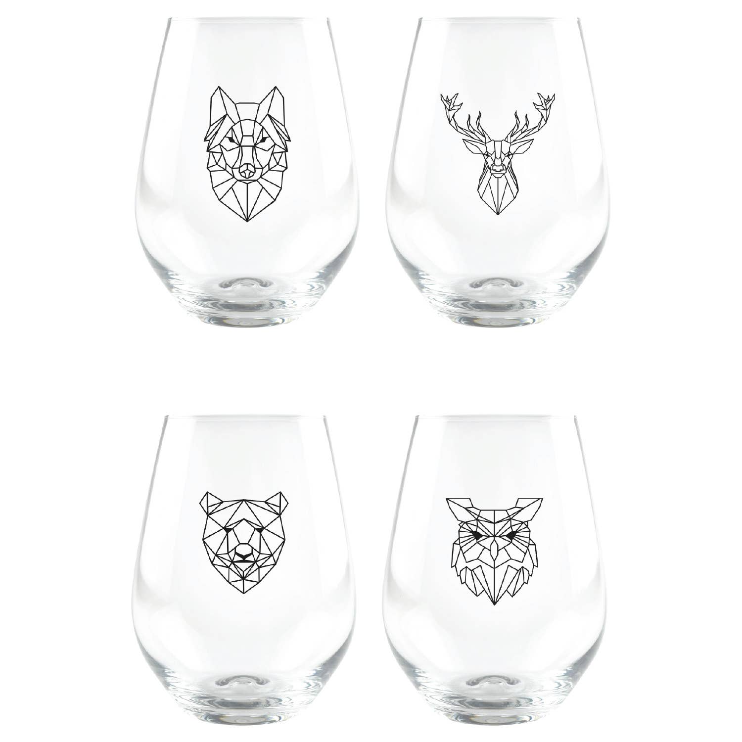 CUISIVIN - Wholesale Wine Glass - Geometric Animal Stemless Tumbler - 4pk (cost per glass)0